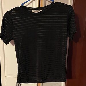 Vintage Early 90’s Black Sheer Striped Top